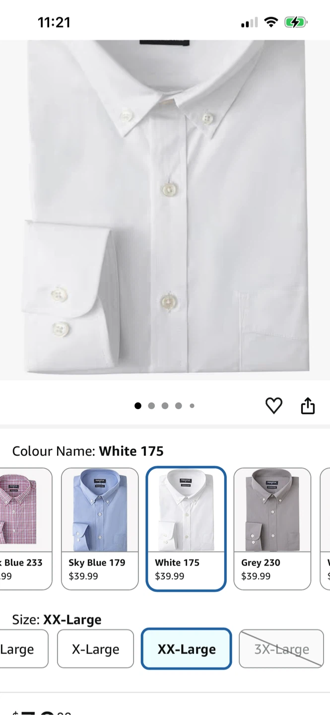 PASHART White Wrinkle Free Long Sleeve Dress Shirt - XX-Large