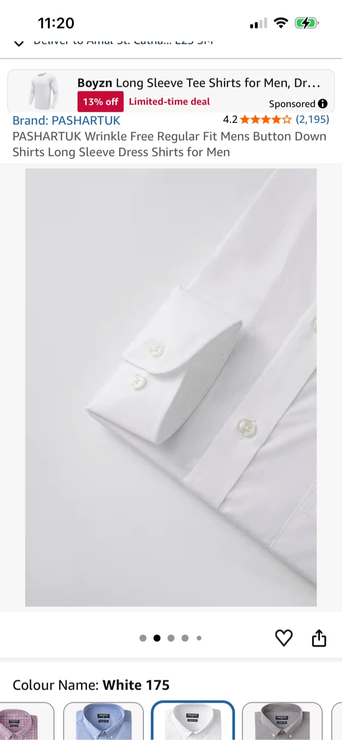 PASHART White Wrinkle Free Long Sleeve Dress Shirt - XX-Large - photo 5