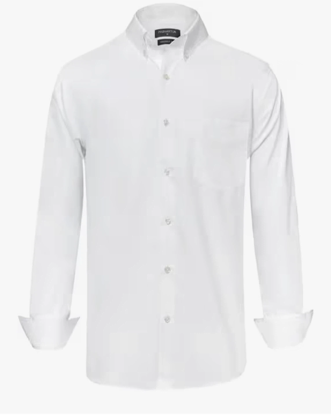 PASHART White Wrinkle Free Long Sleeve Dress Shirt - XX-Large - photo 4