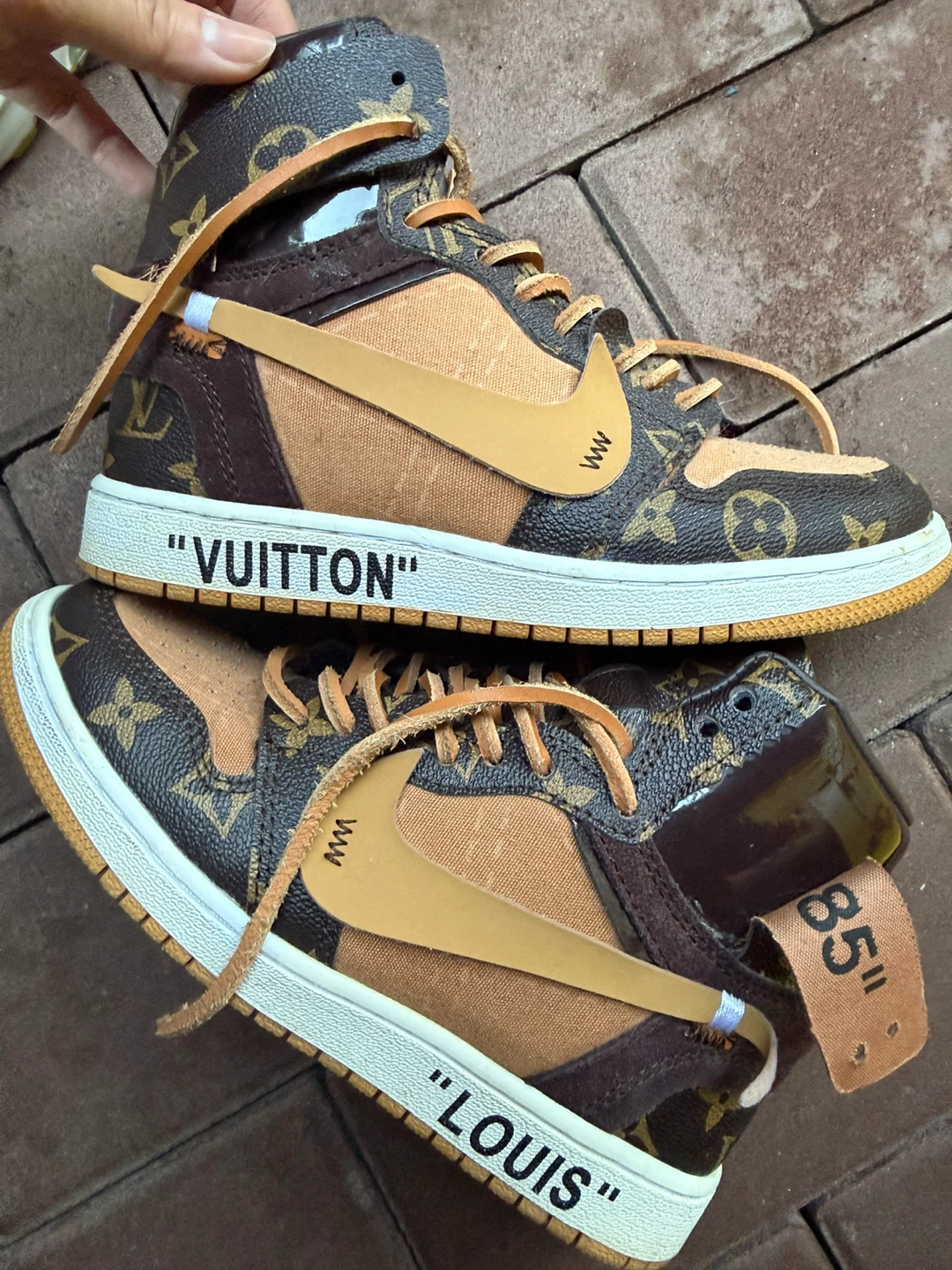 Custom "Louis Vuitton" x Nike Air Jordan 1 High Top Sneakers