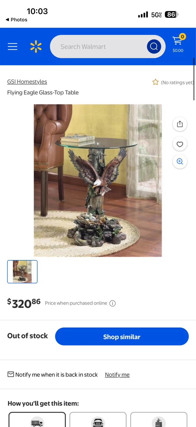 GSI Homestyles Flying Eagle Glass-Top Table