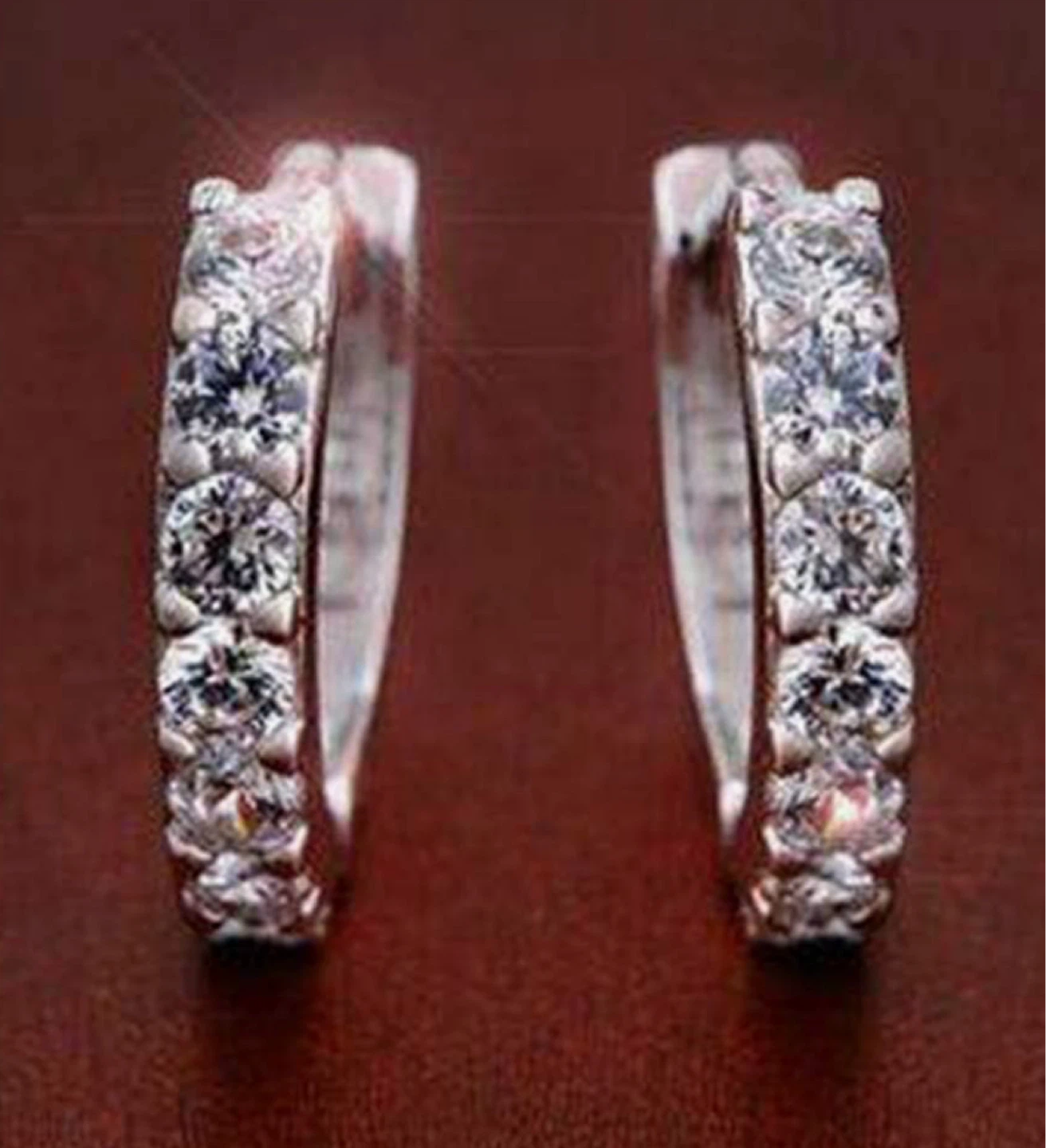 Sterling Silver Diamond Hoop Earrings