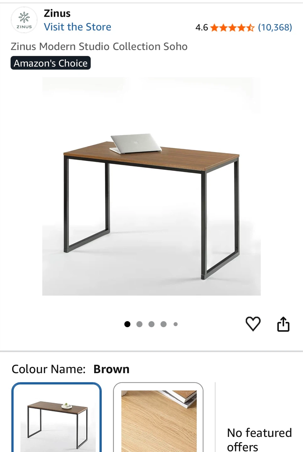 Modern Black Zinus Office Desk – Excellent Condition - photo 3