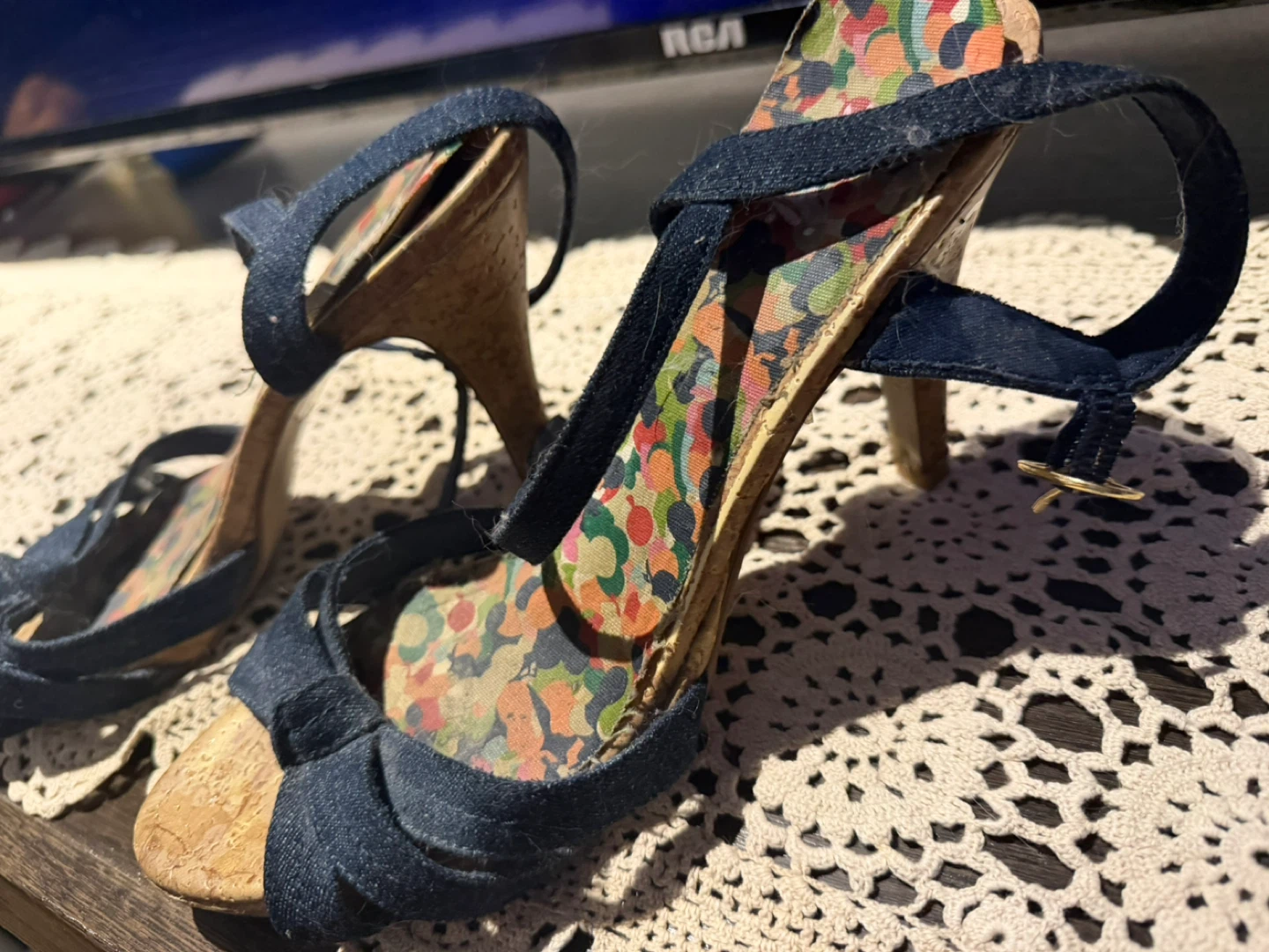 Denim Heeled Sandals