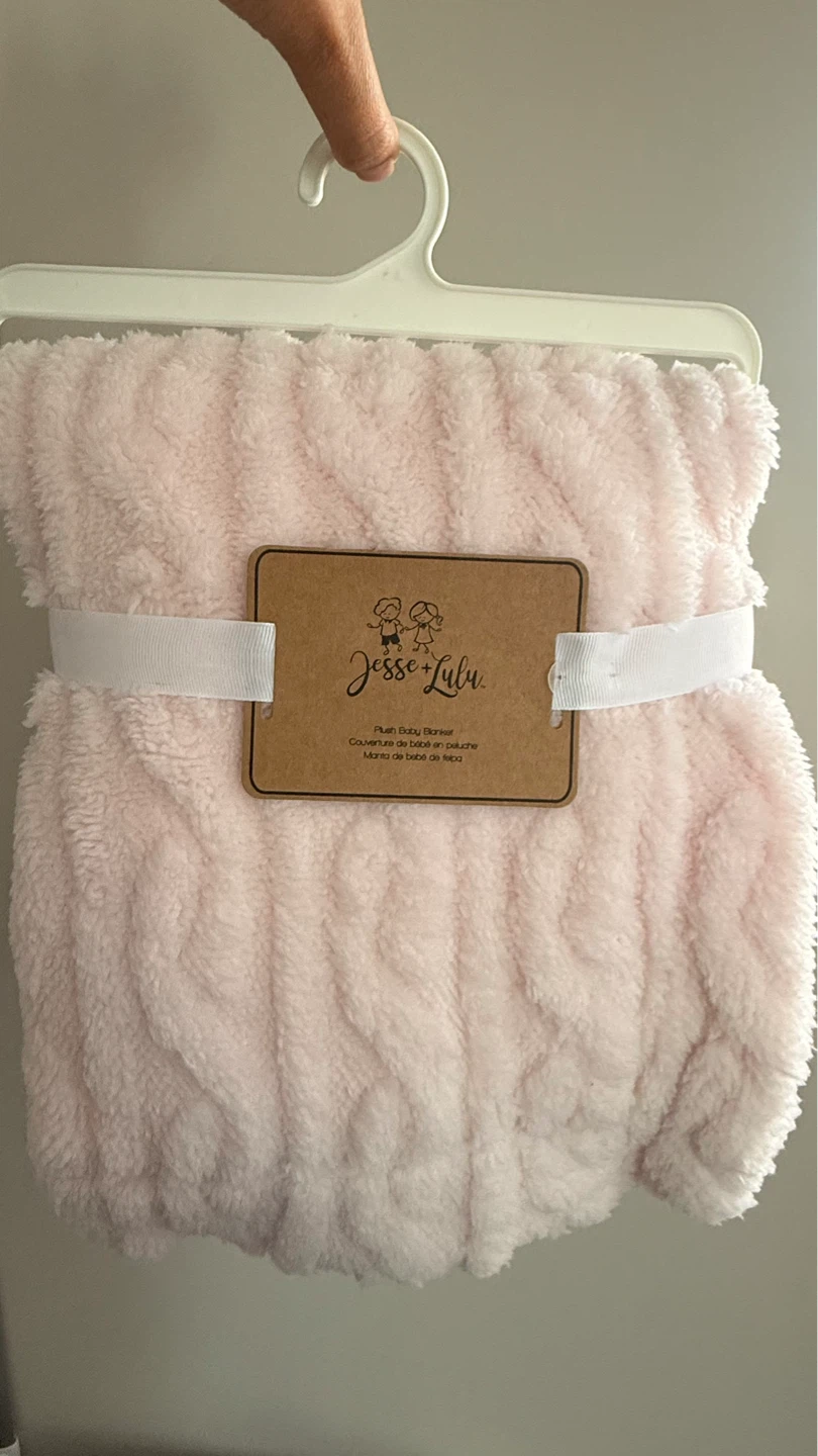 New unopened- Jesse + Lulu Pink Plush Baby Blanket