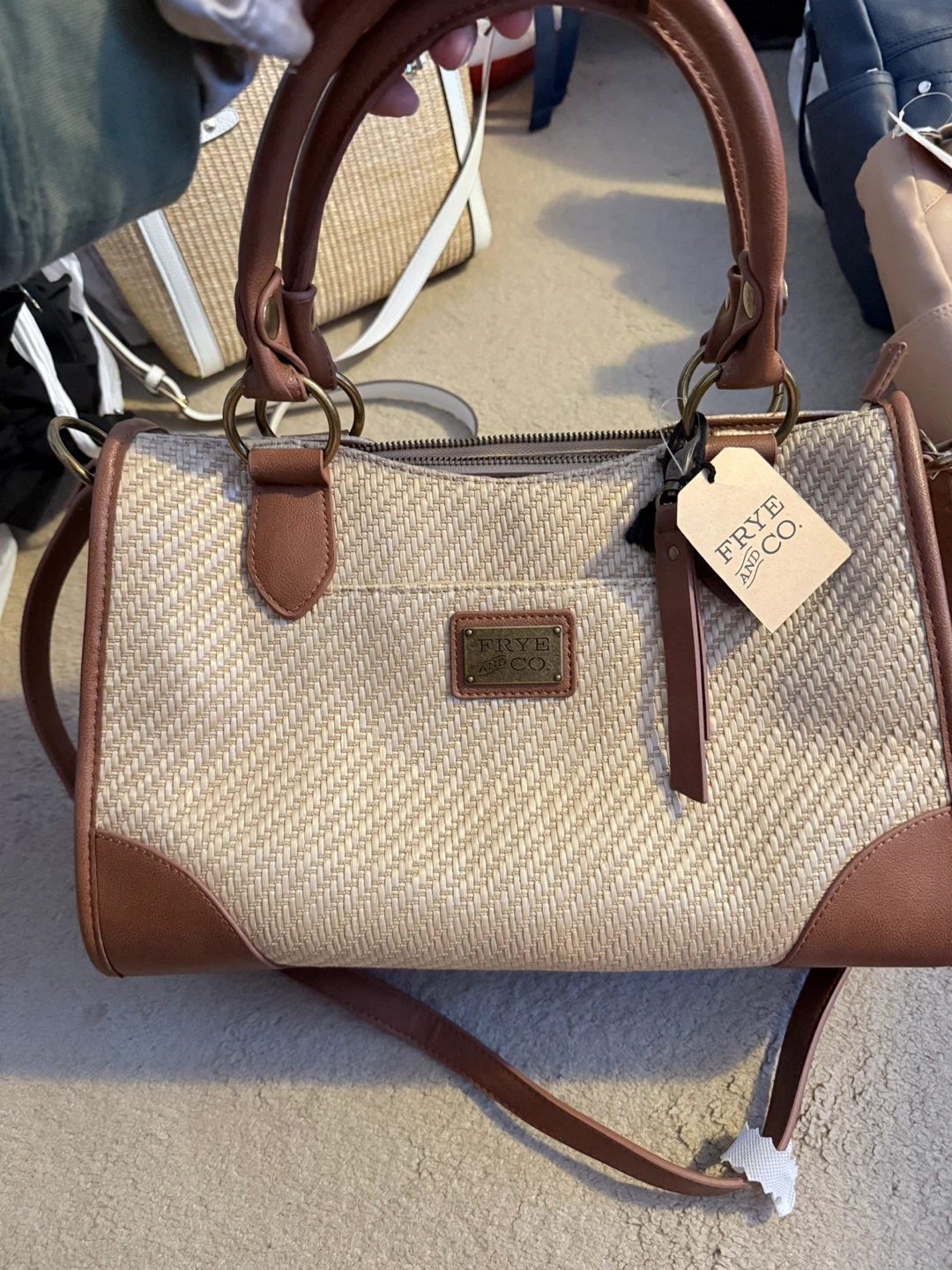FRYE AND CO. Straw Satchel Bag