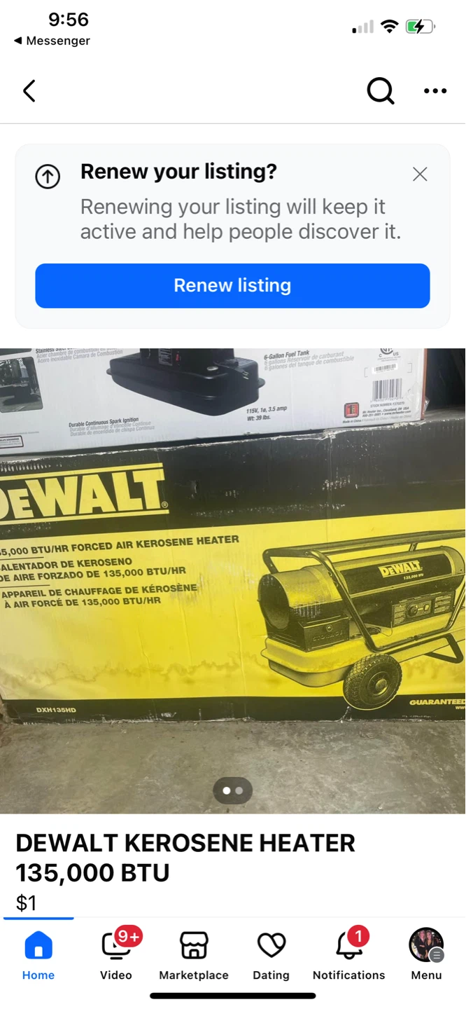 DEWALT 135,000 BTU Forced Air Kerosene Heater DXH135HD