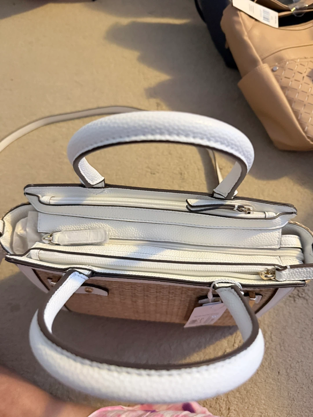 Liz Claiborne Straw Satchel Bag - White/Natural - photo 3