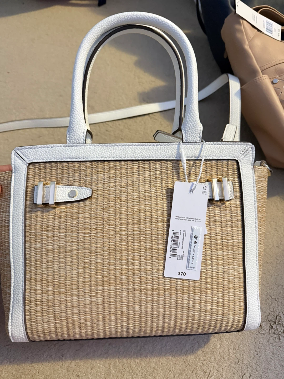 Liz Claiborne Straw Satchel Bag - White/Natural - photo 2