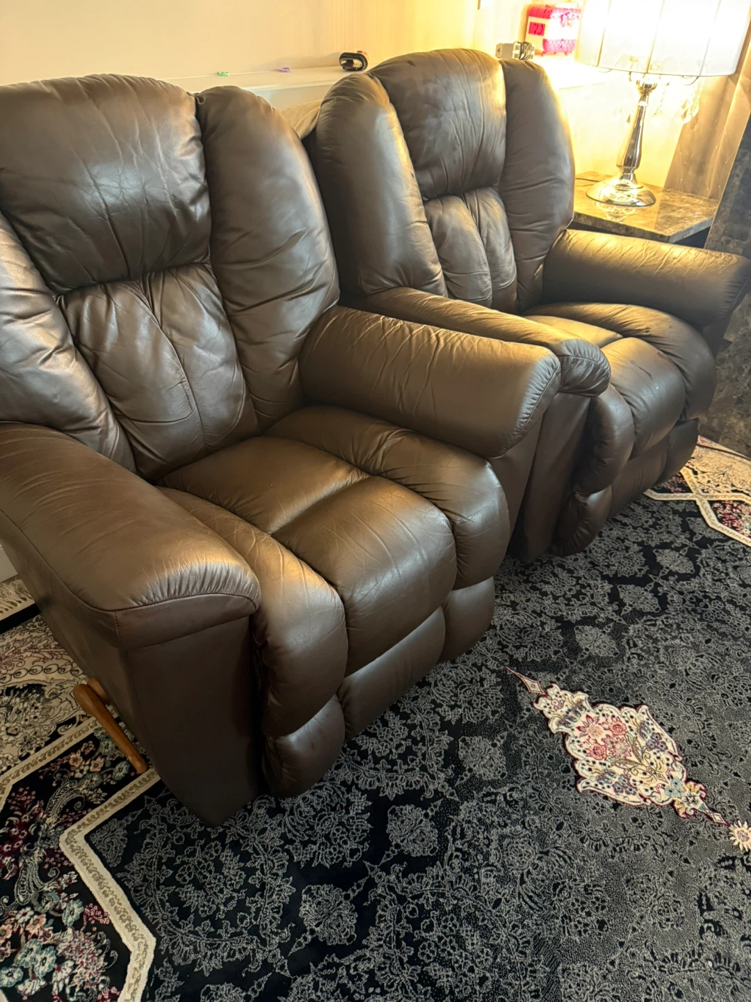 La-Z-Boy Brown Leather rocker  Recliner Chairs (2) or best offer