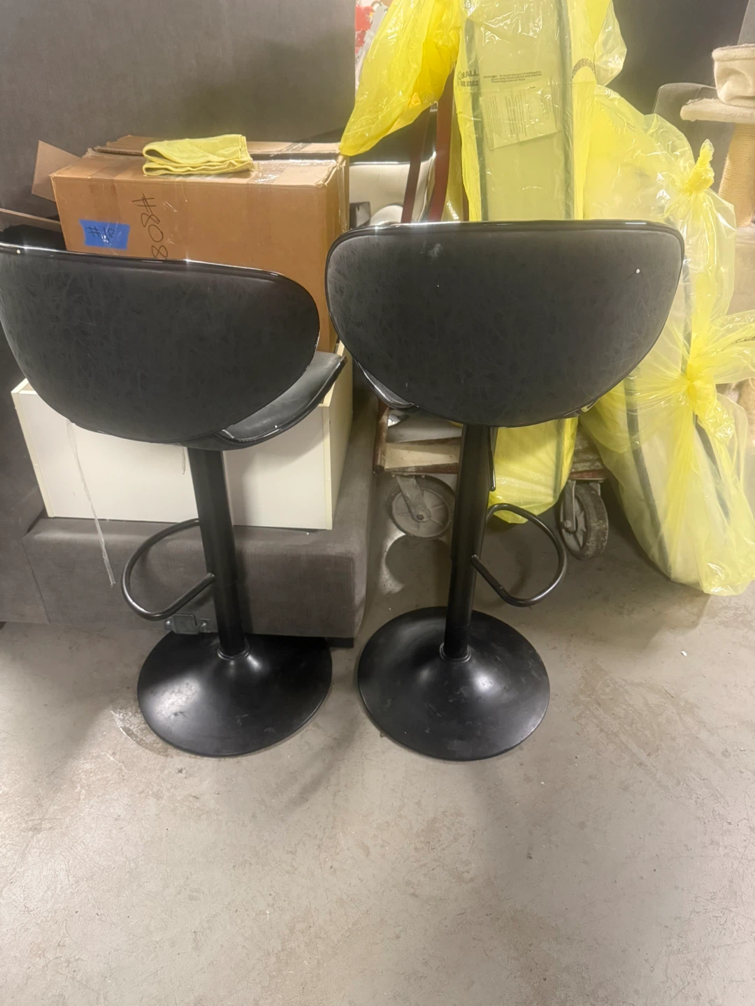 Set of 2 Black Adjustable Swivel Bar Stools