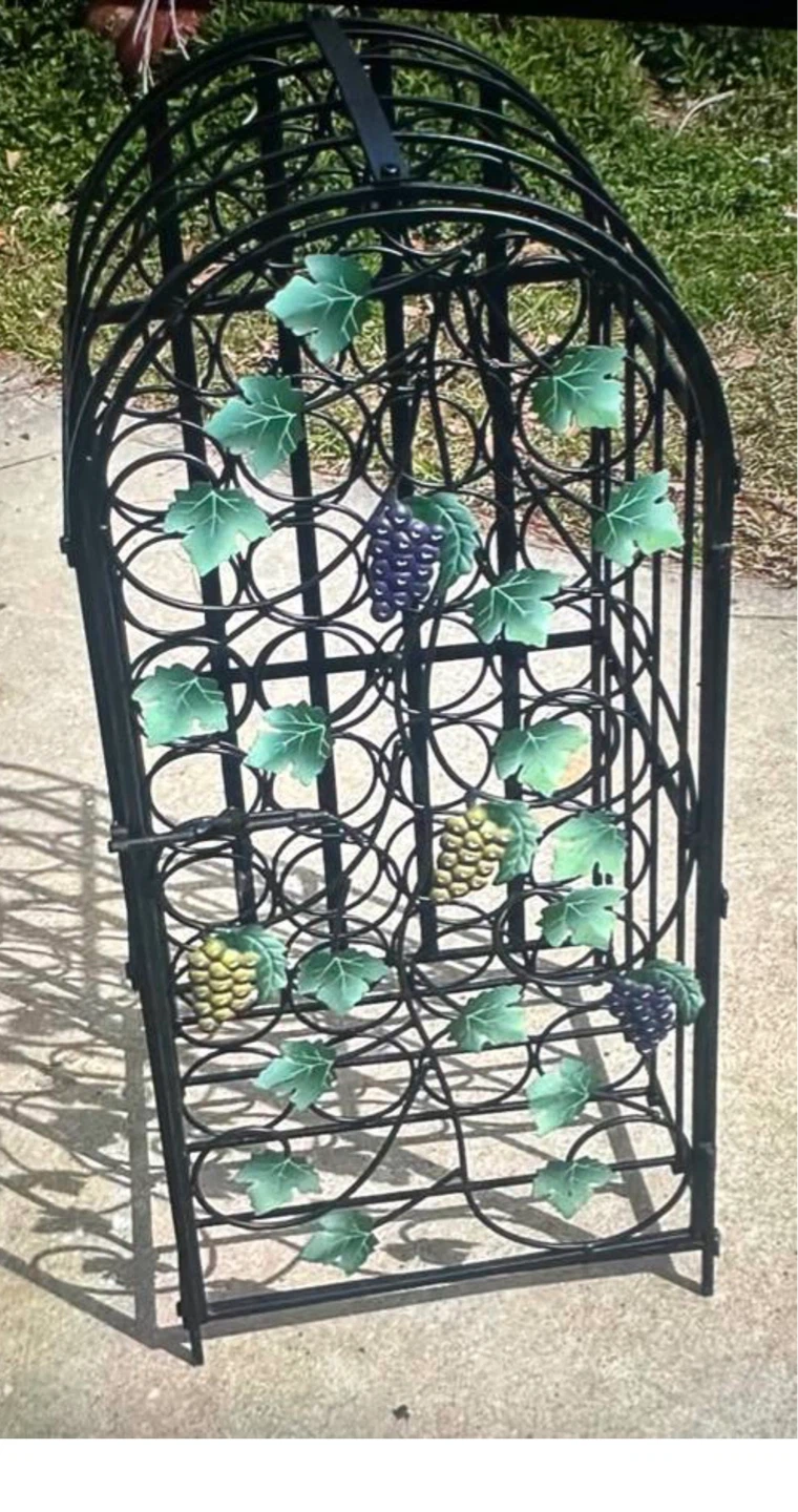 VTG Decorative Metal 35 Bottle Wine Rack w/door