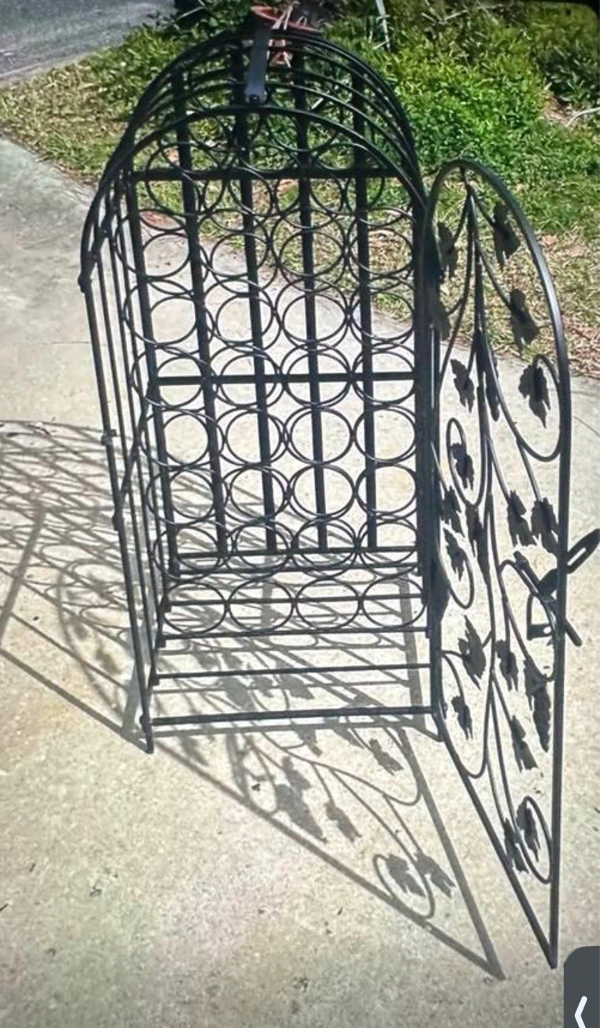 VTG Decorative Metal 35 Bottle Wine Rack w/door - photo 2