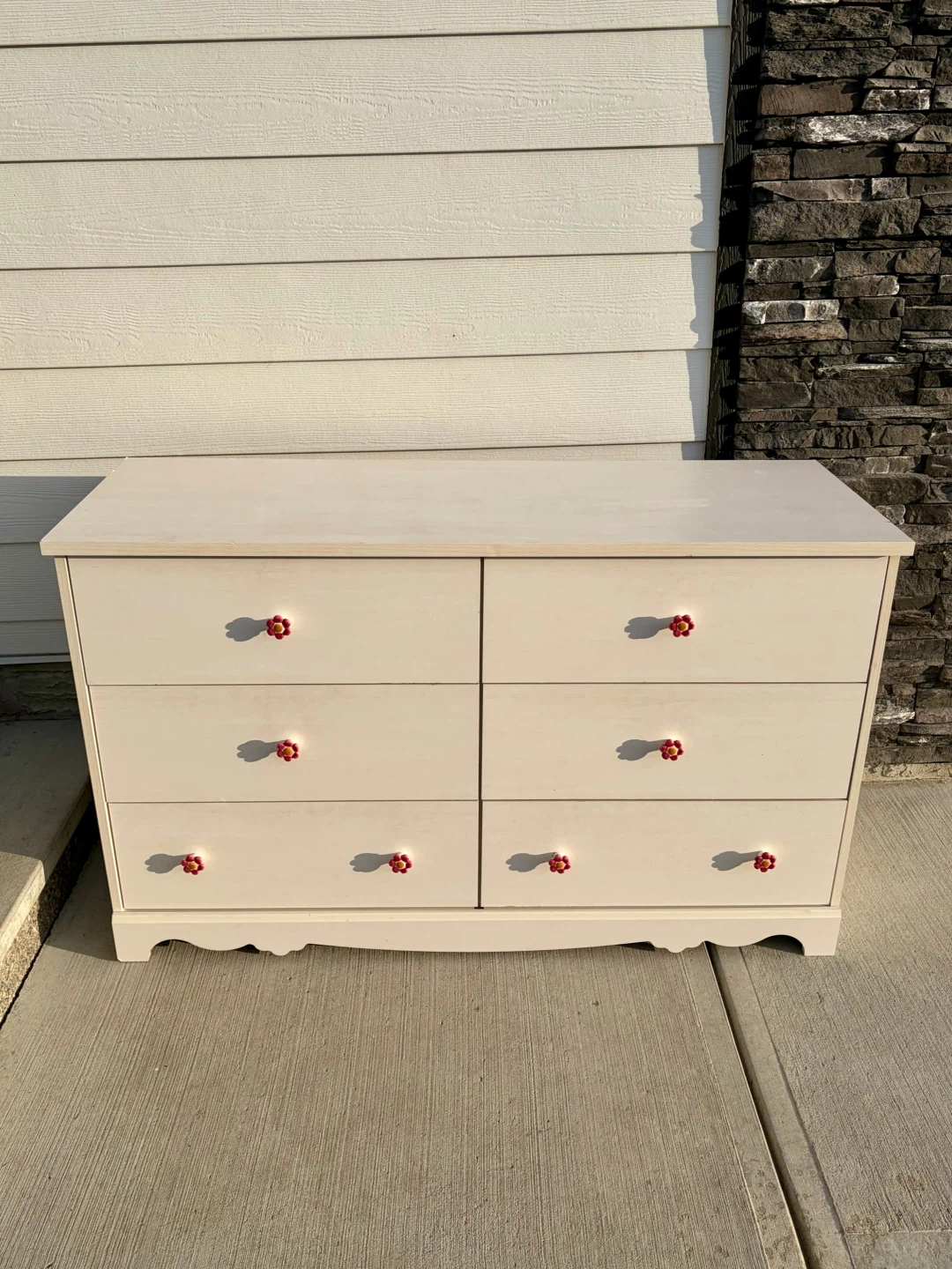 white dresser with 6 drawers
