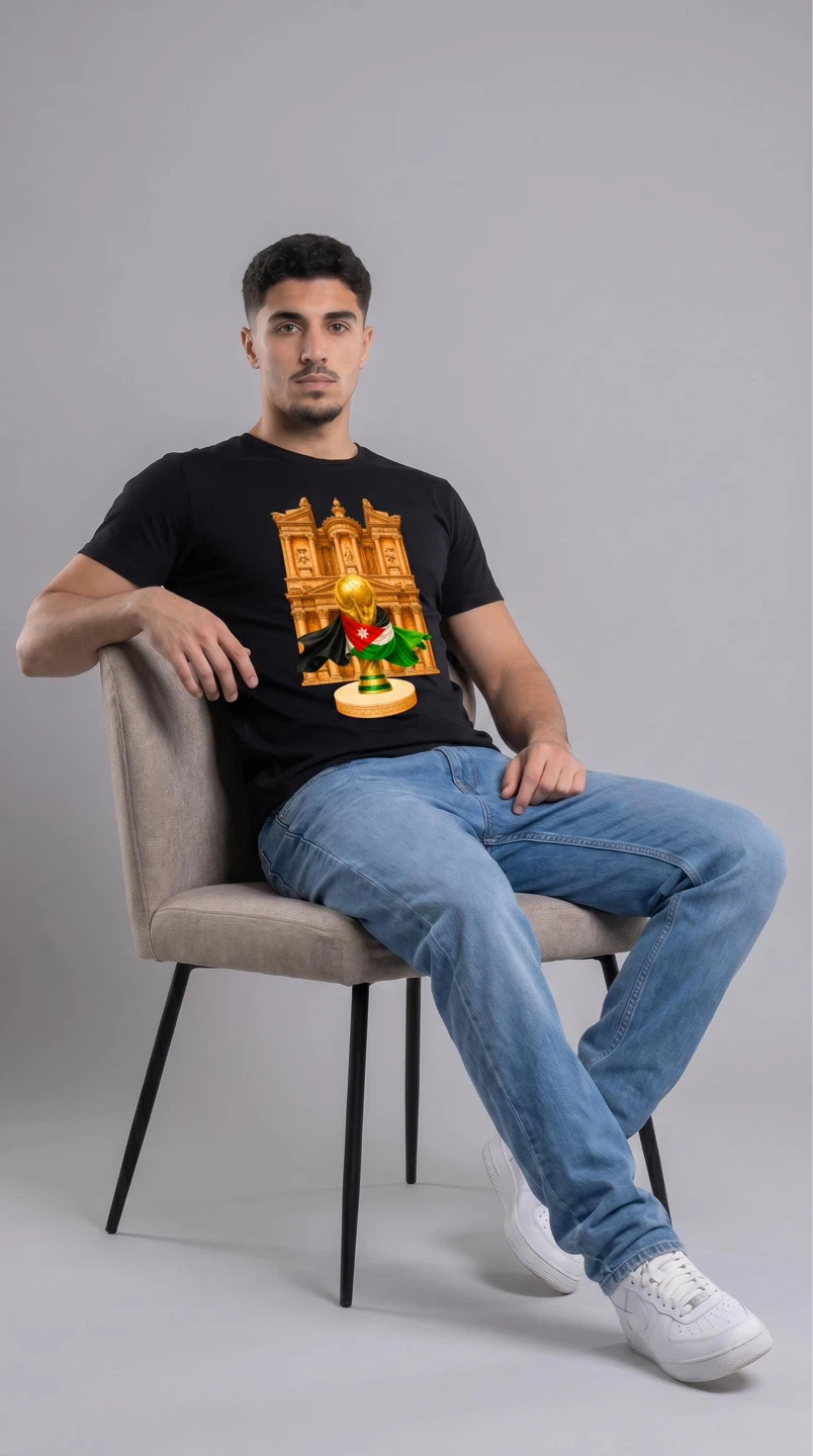 Black T-Shirt with World Cup Trophy Design - photo 4