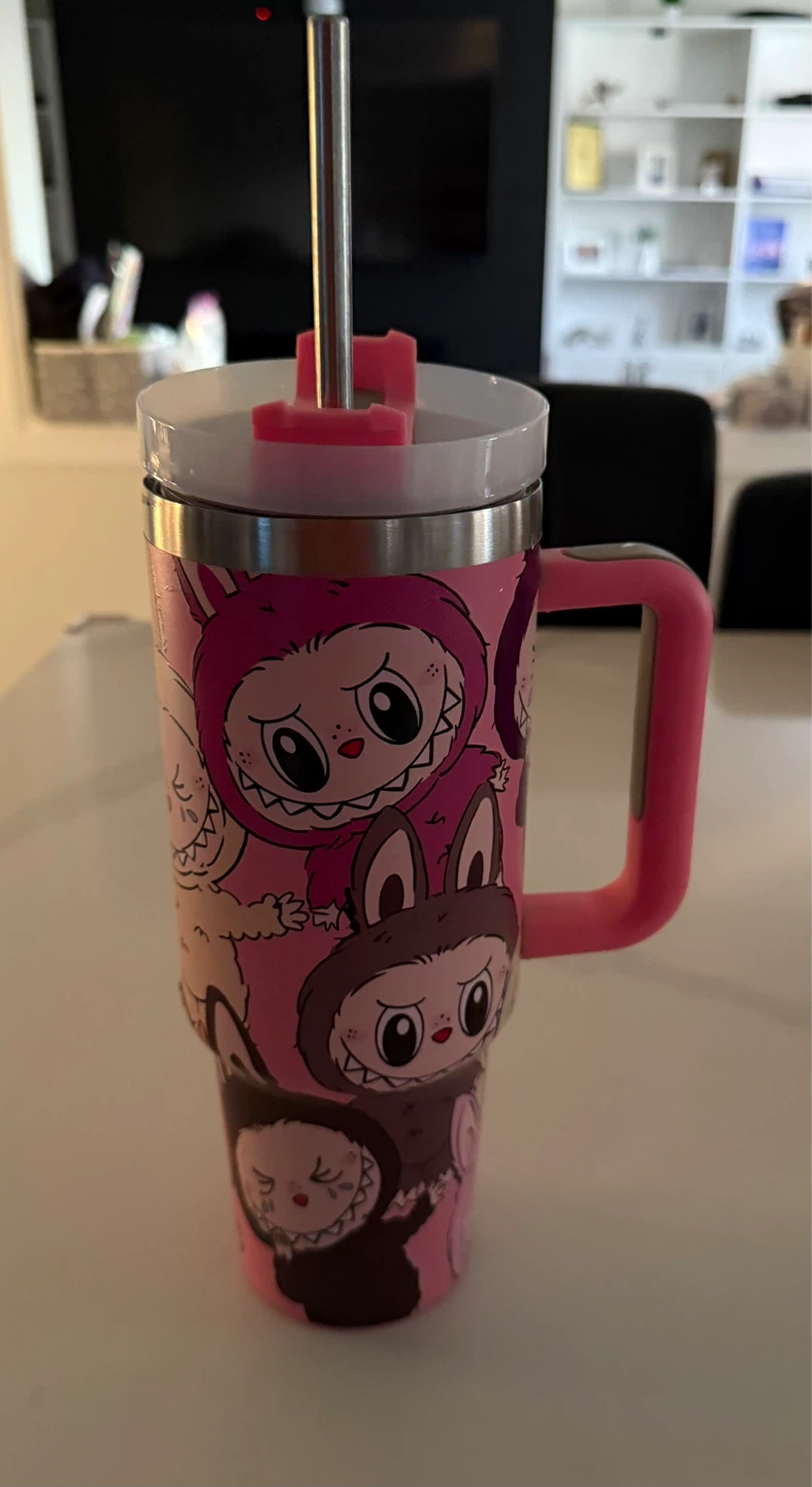 Pink Tumbler with Cute Monster Design and Handle - photo 3