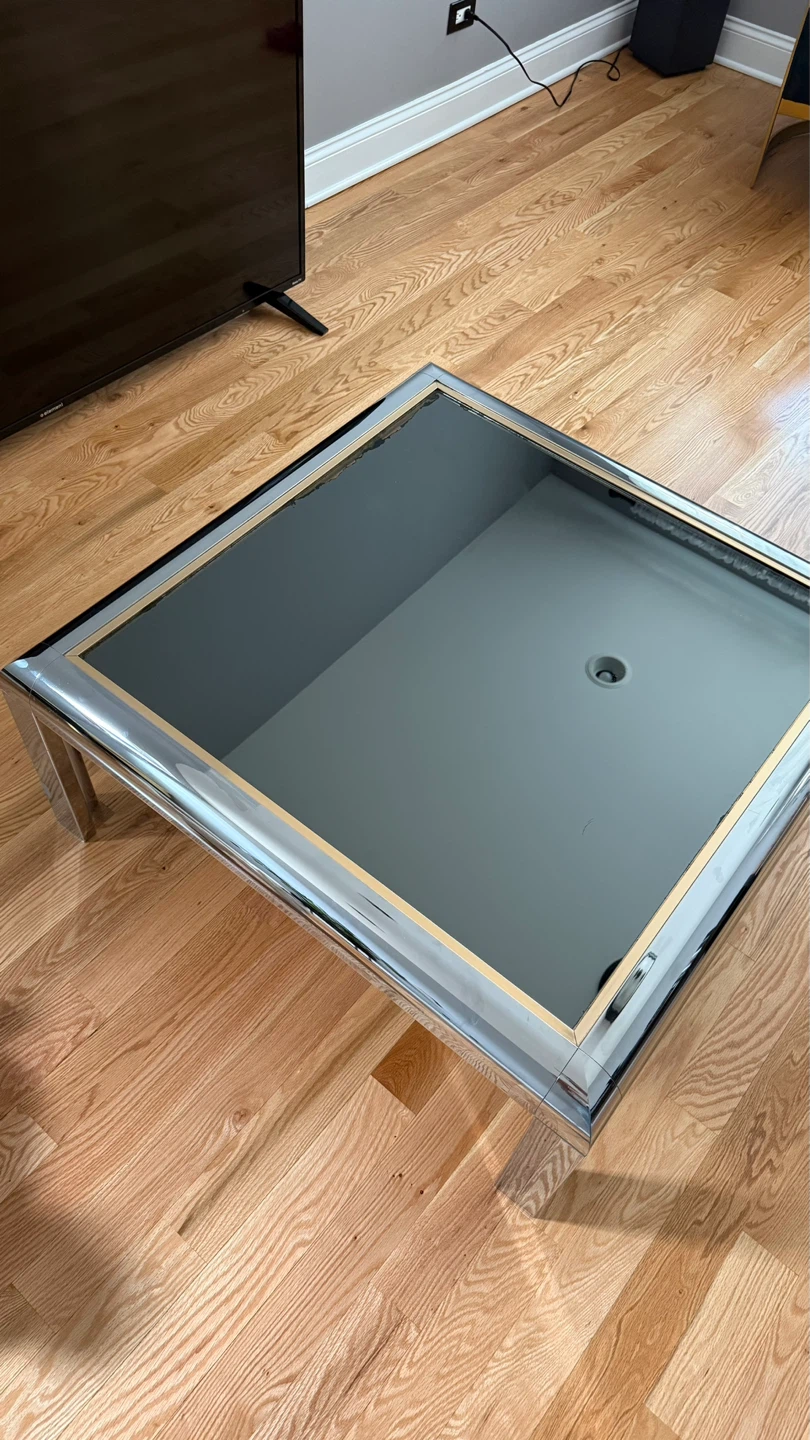 Mirrored Coffee Table with Chrome Frame