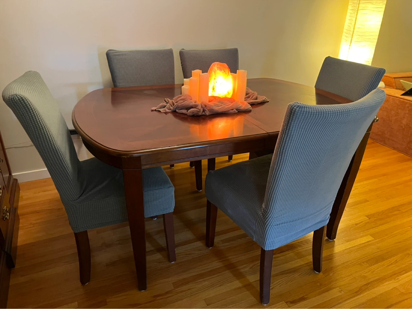 Wooden Dining Table with leaf and  6 Chairs - photo 3