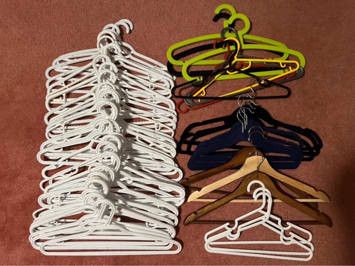 Mixed Clothes Hangers Bundle – Plastic, Wooden & Kids Hangers