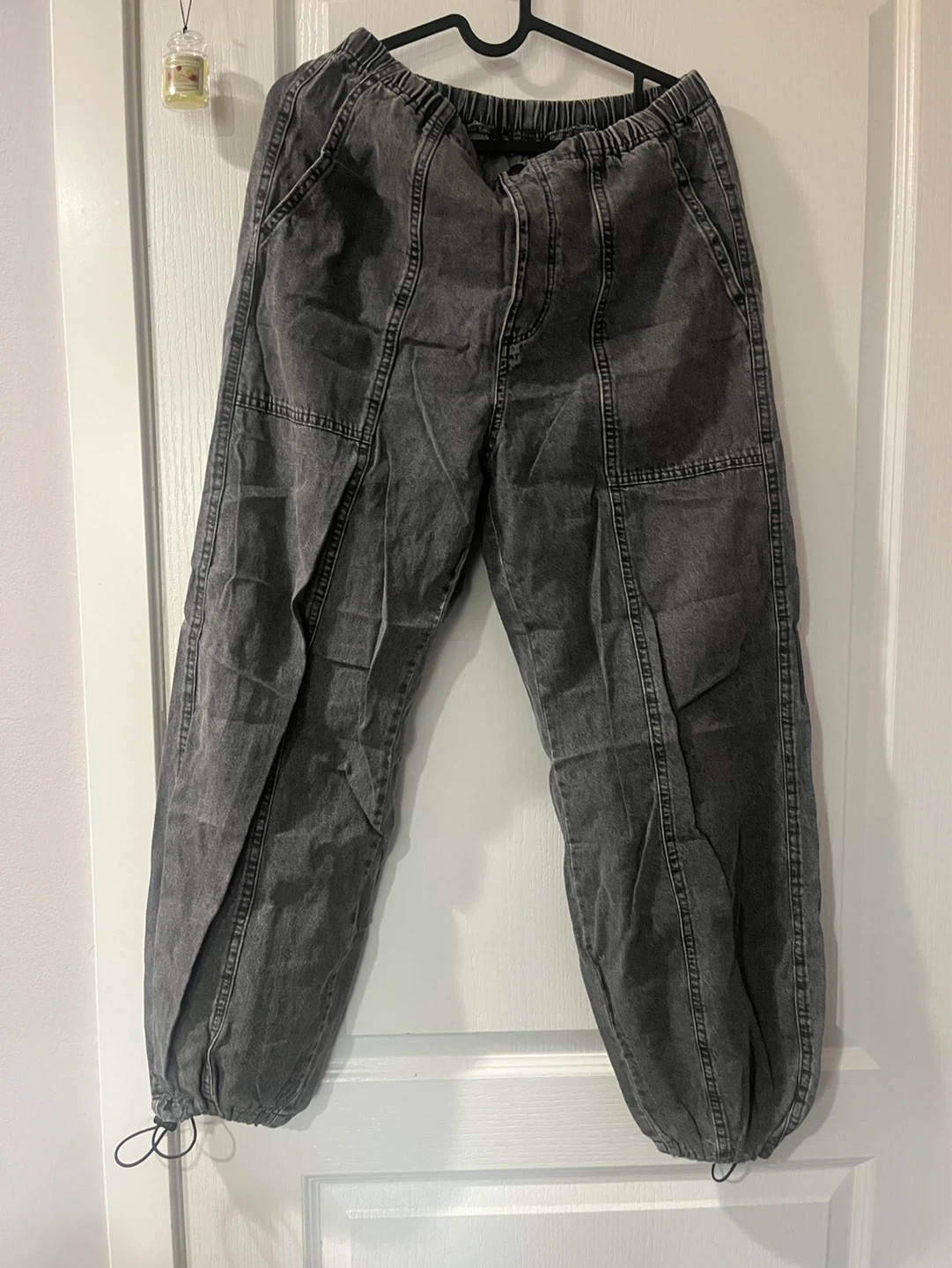 GU Grey Denim Cargo Jogger Pants - Size L