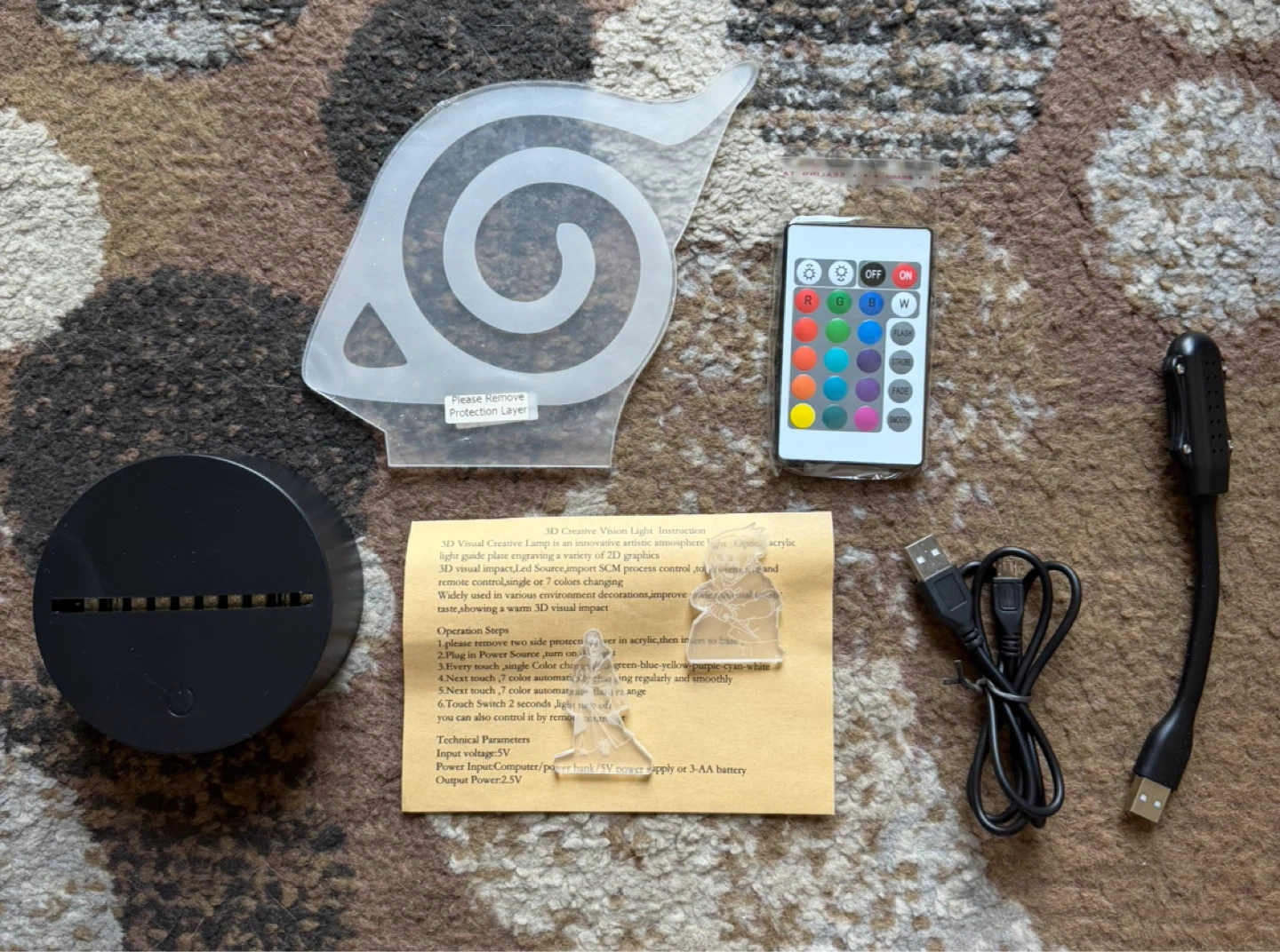 3D Visual Naruto Leaf Village Desk Lamp w/ remote