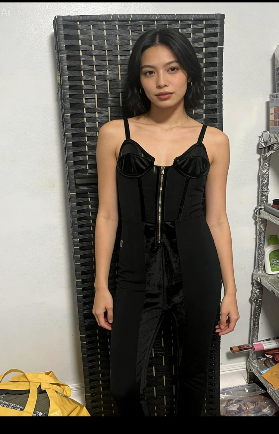 Black Corset Jumpsuit with Zipper size L