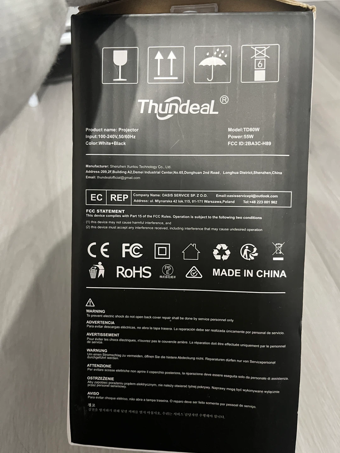Thundeal TD80W Multimedia Projector - White - photo 3
