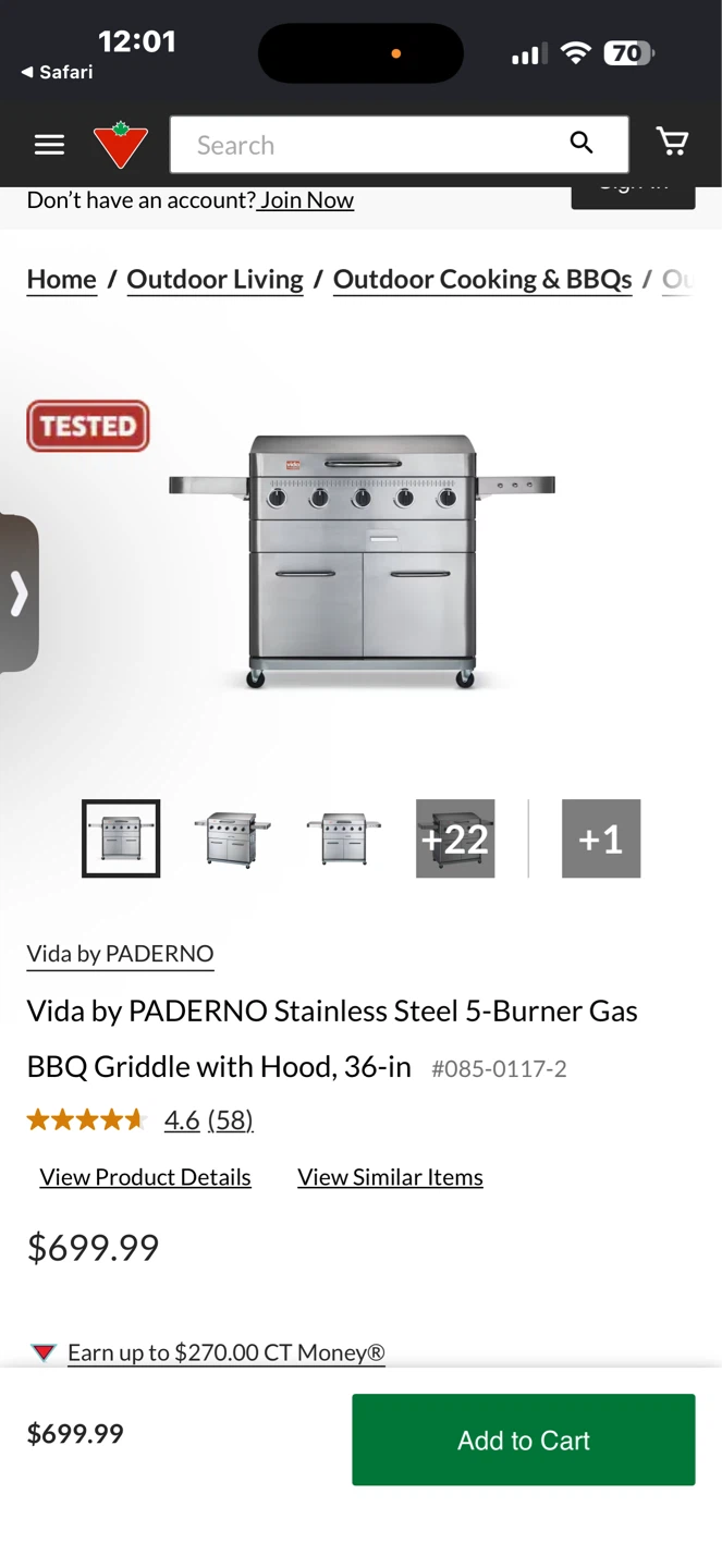 Vida by Paderno Stainless Steel 5-Burner Gas BBQ Griddle