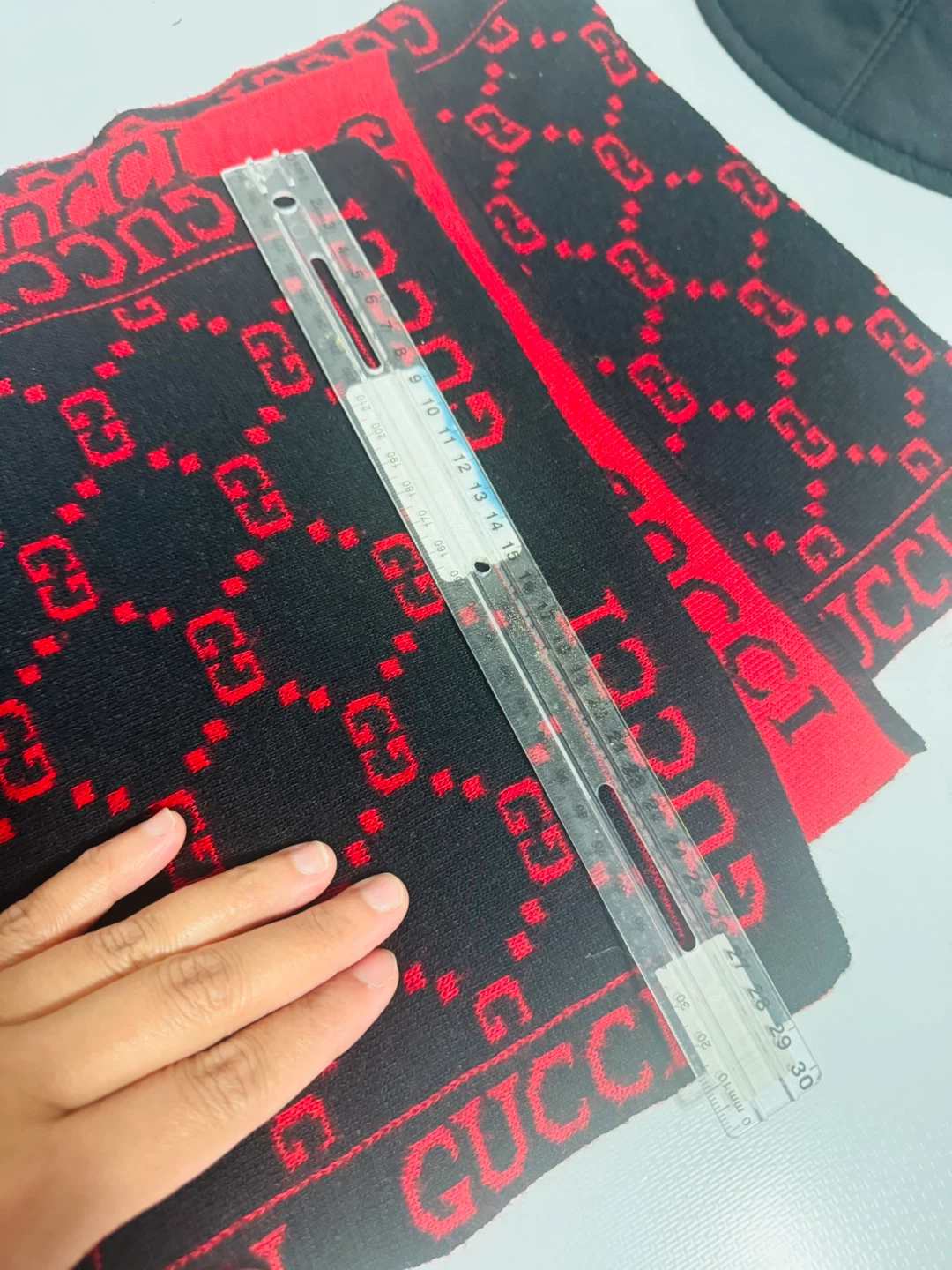 Gucci Scarf - Black and Red Monogram Pattern - photo 3