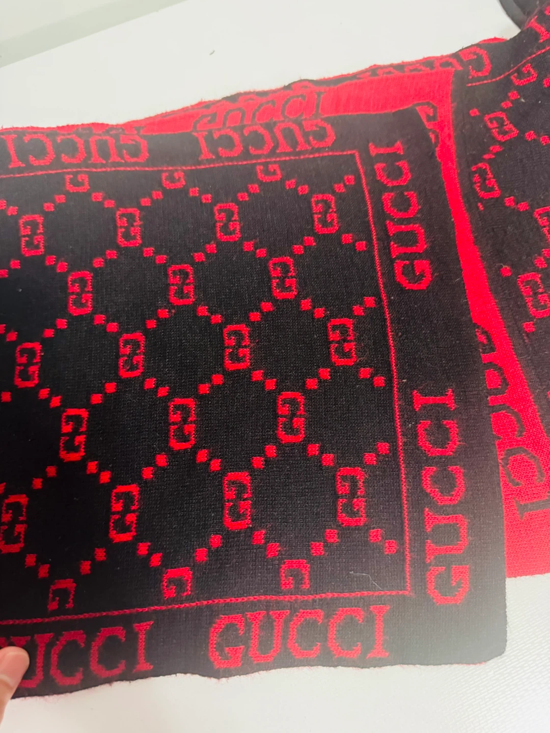 Gucci Scarf - Black and Red Monogram Pattern - photo 2