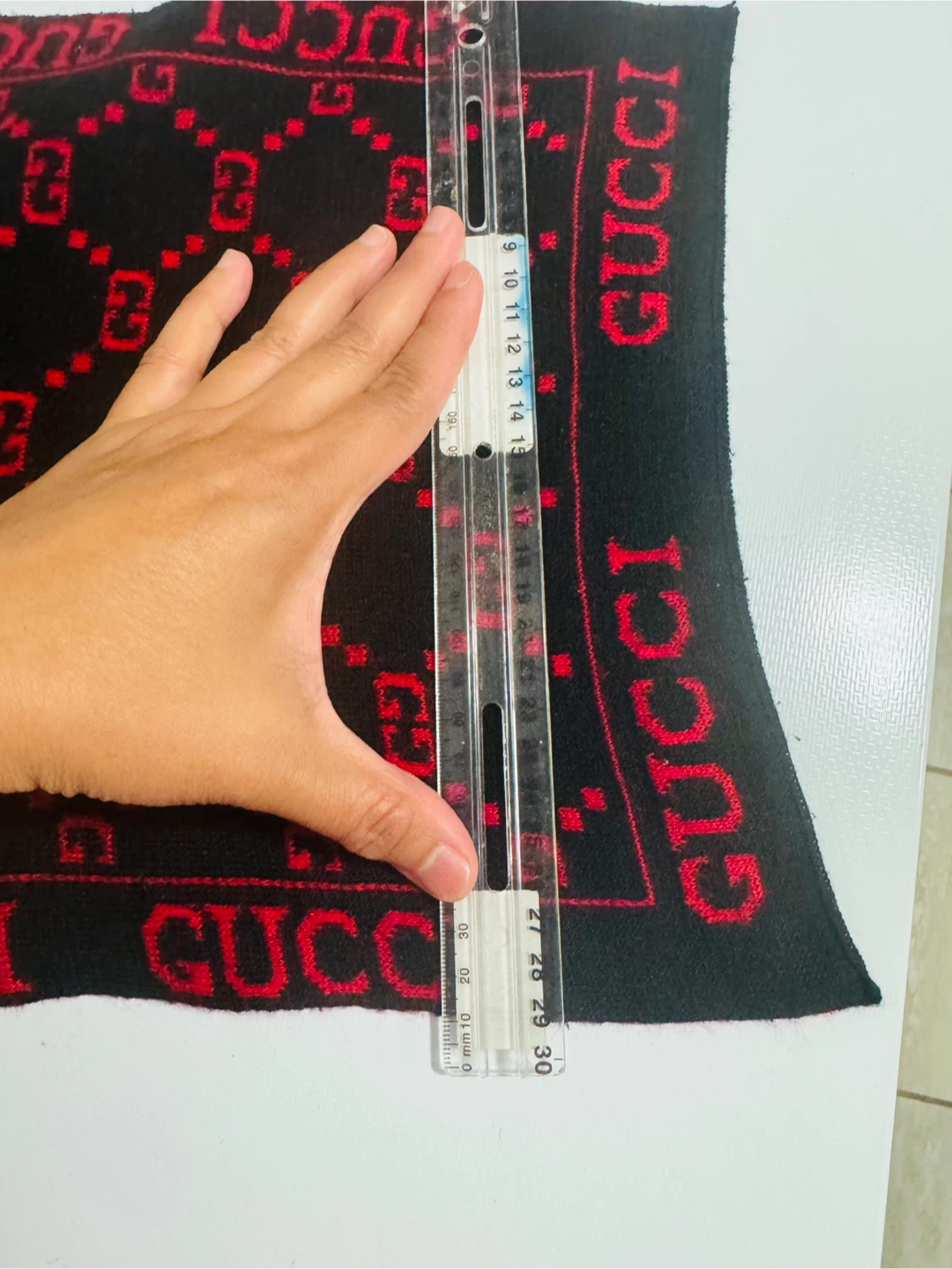 Gucci Scarf - Black and Red Monogram Pattern - photo 5