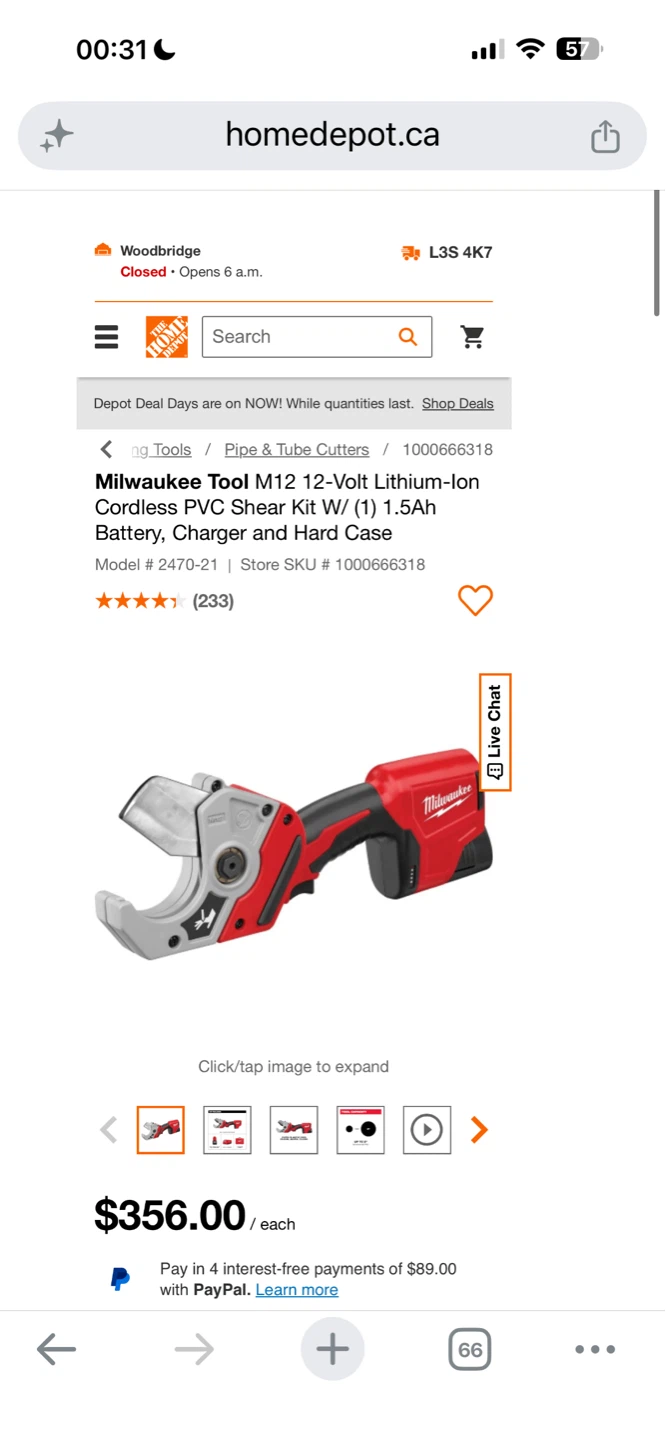 Milwaukee Tool M12 12-Volt Lithium-Ion Cordless PVC Shear Kit - photo 2