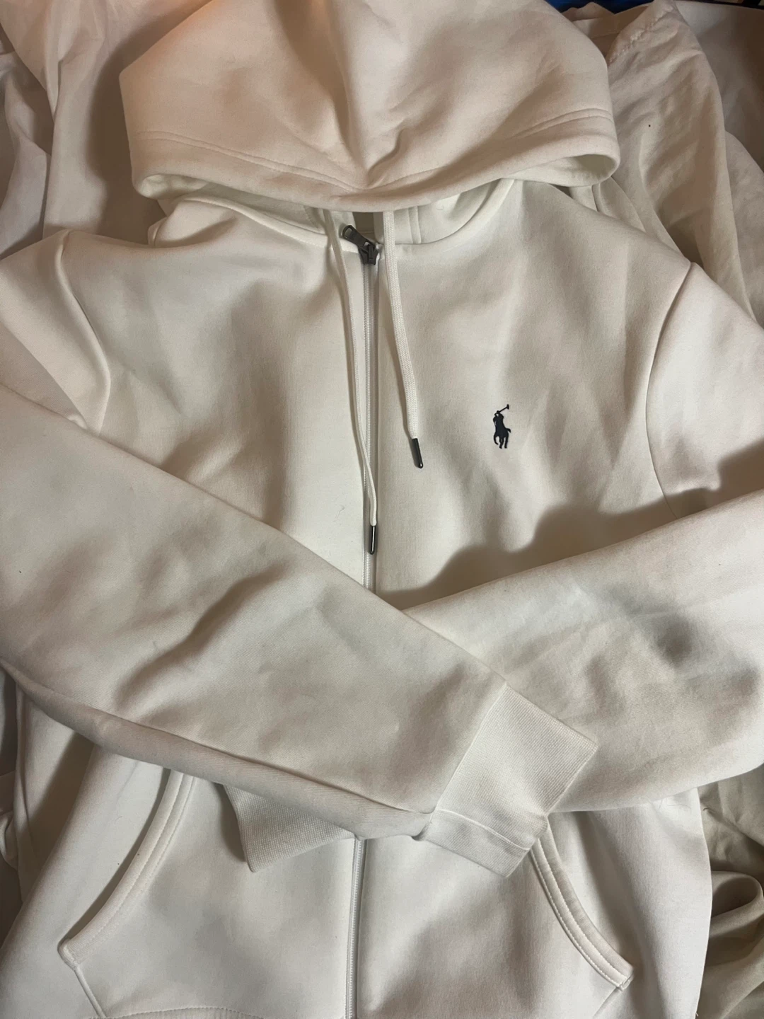 Polo Ralph Lauren White Zip-Up Hoodie
