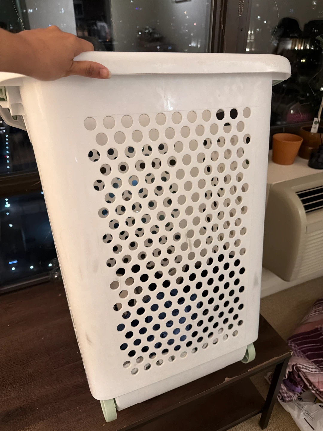 White Laundry Basket with Wheels - photo 2
