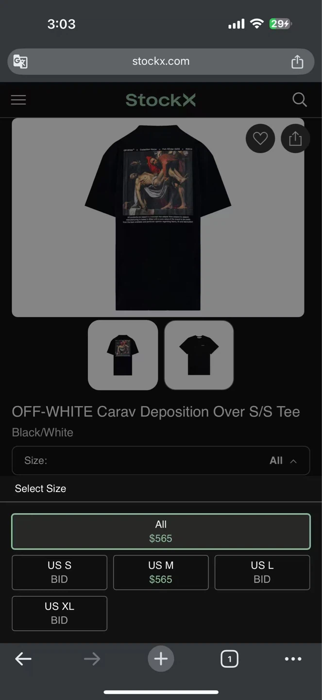 OFF-WHITE Carav Deposition Over S/S Tee - Black/White