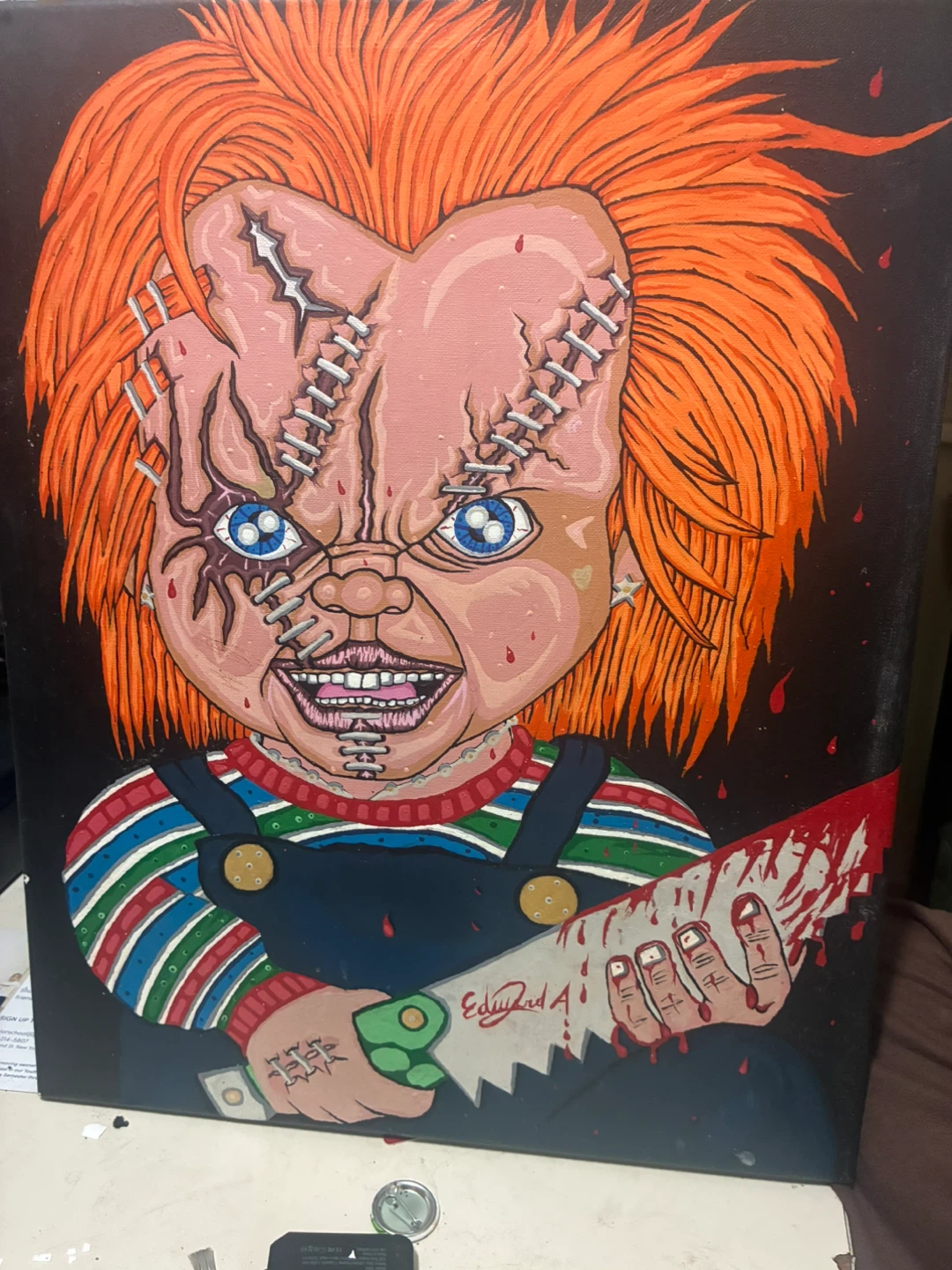 Chucky Painting with Saw