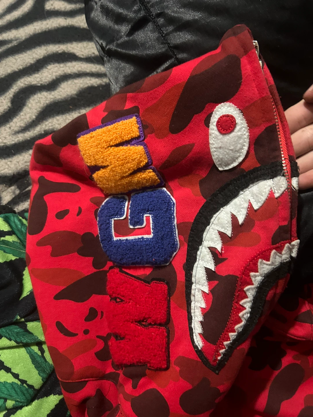 Bathing Ape Red Camo Shark Full Zip Hoodie - photo 2