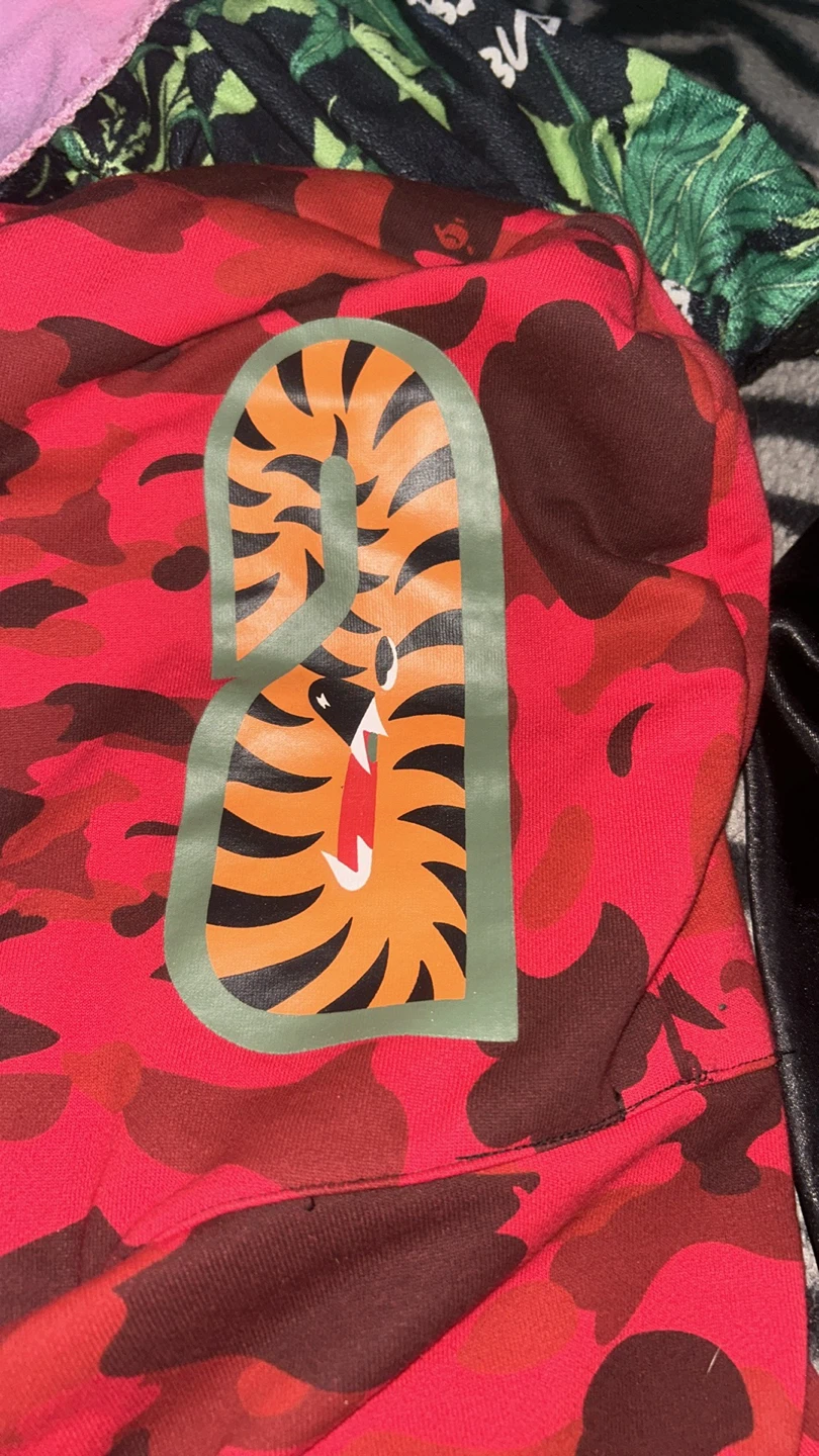 Bathing Ape Red Camo Shark Full Zip Hoodie - photo 4