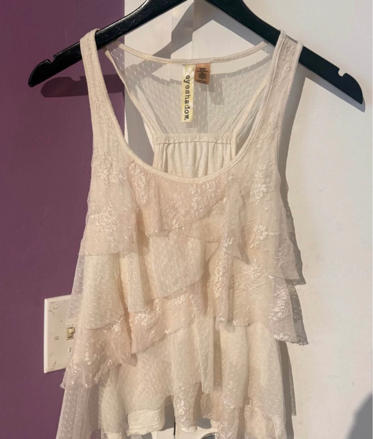White ruffle lace top