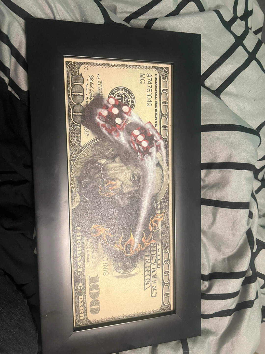 Framed "Money and Dice" Wall Art