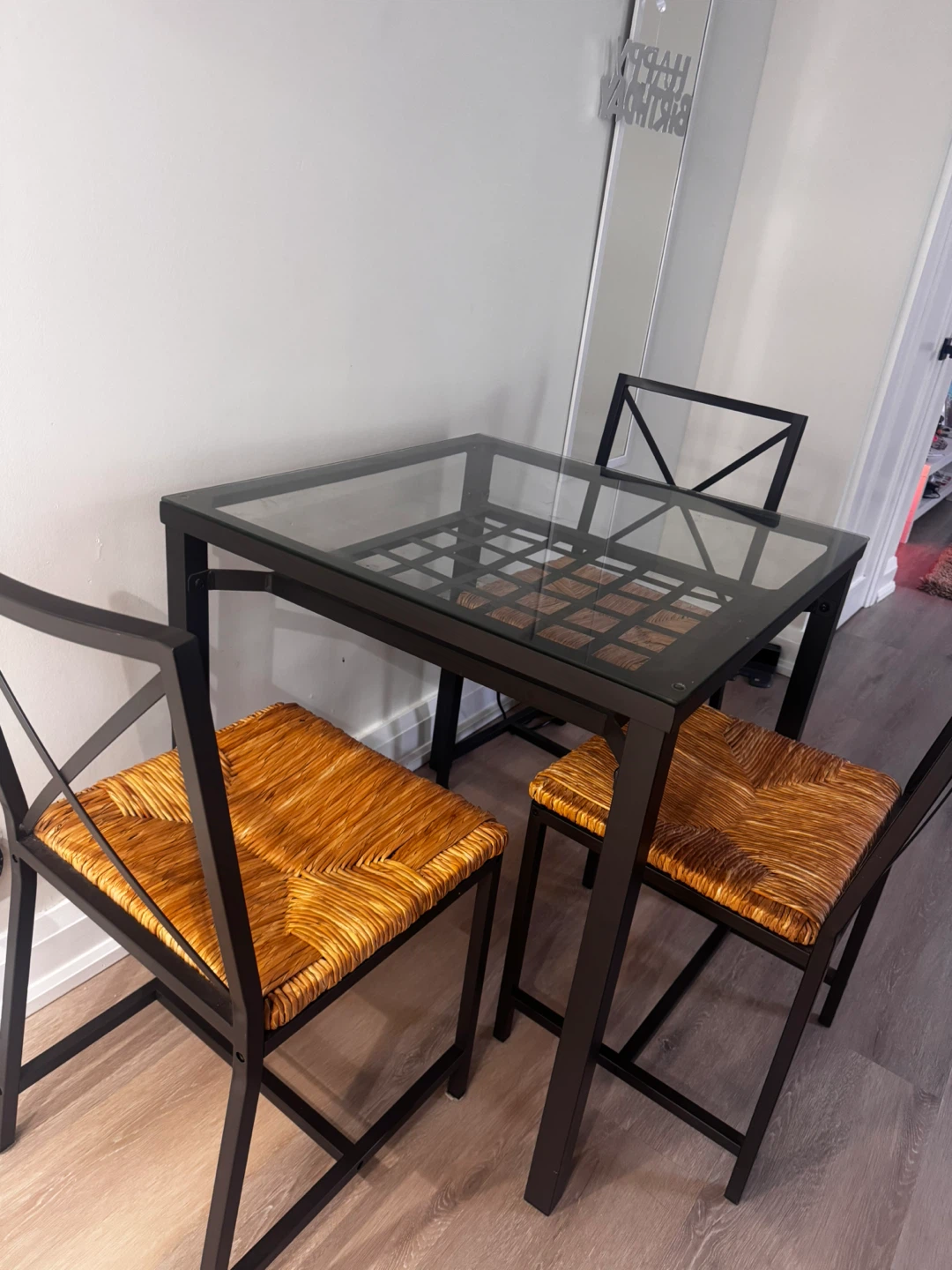 Glass Top Bistro Set with 4 Chairs
