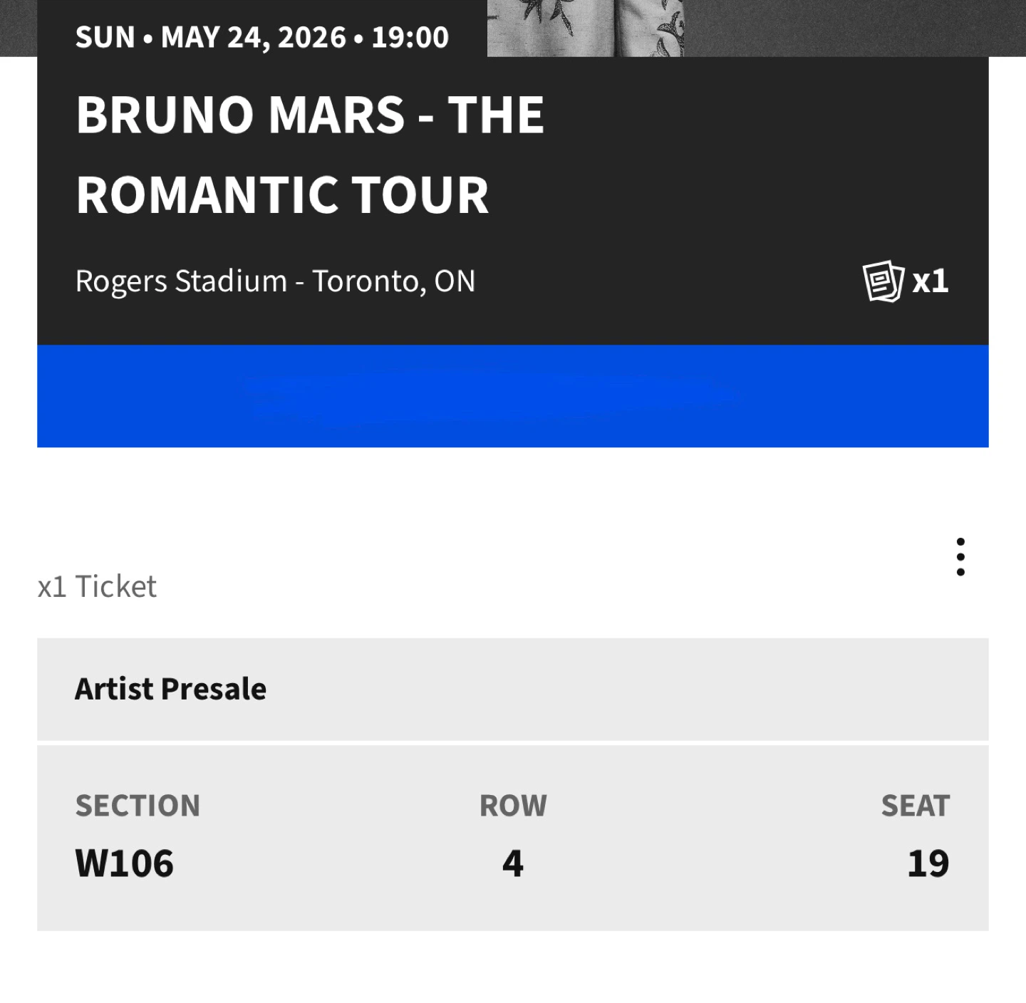 Bruno Mars - The Romantic Tour Ticket