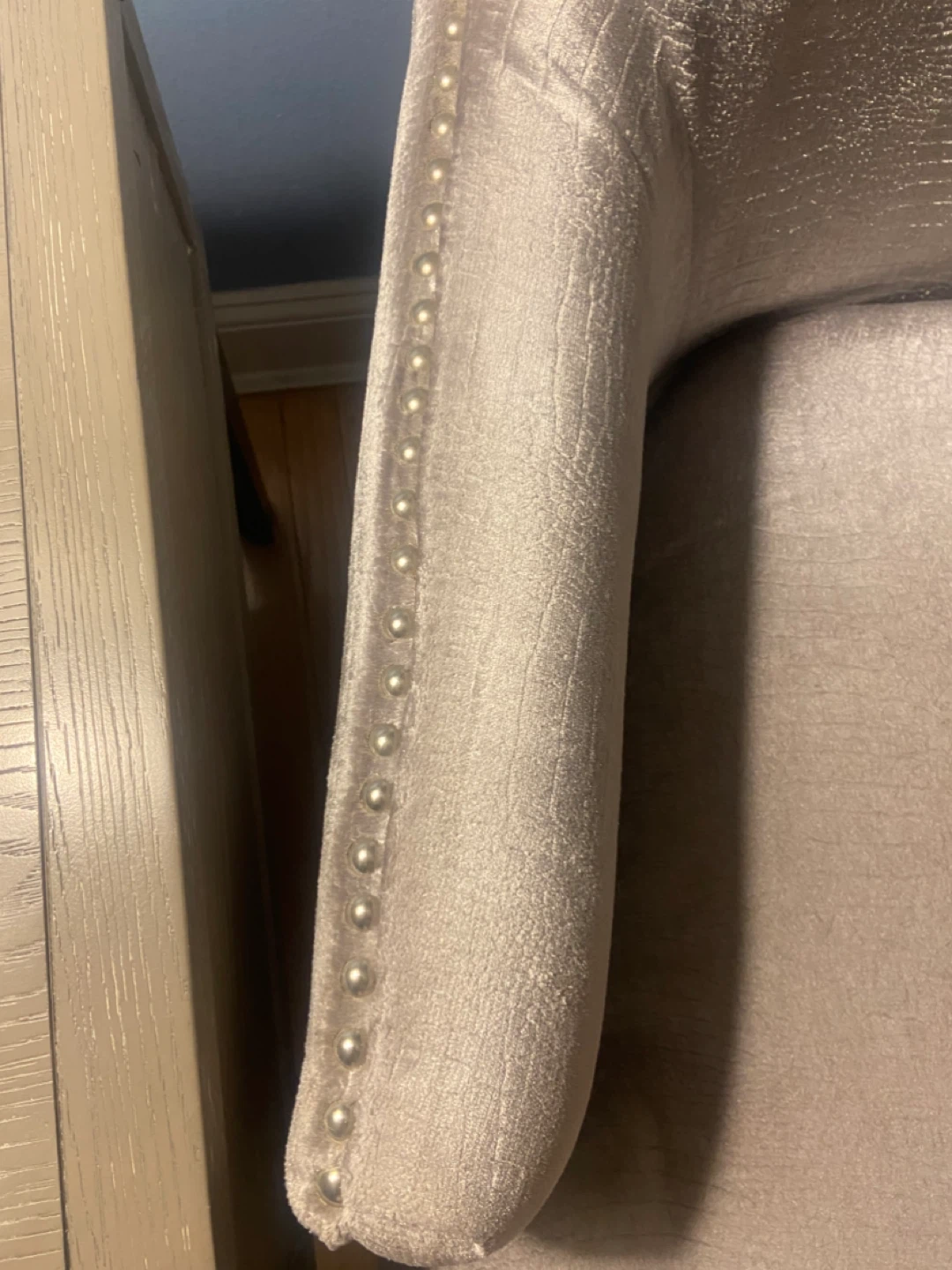 Bob”s- Velvet Accent Chair with Embossed Pattern and Stud Detail - photo 2