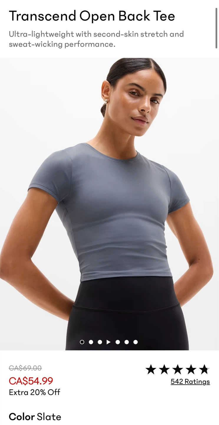 BRAND NEW Athleta Transcend Open Back Tee - Red - Size M - photo 4
