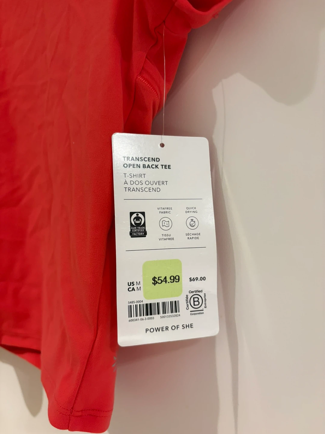 BRAND NEW Athleta Transcend Open Back Tee - Red - Size M - photo 2