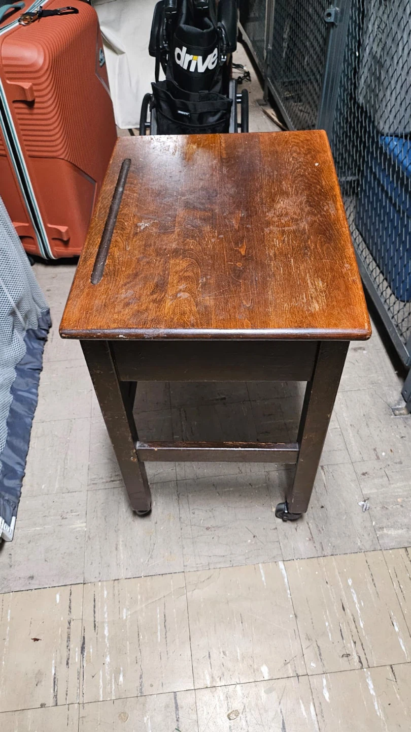 Vintage Wooden School Desk with wheels