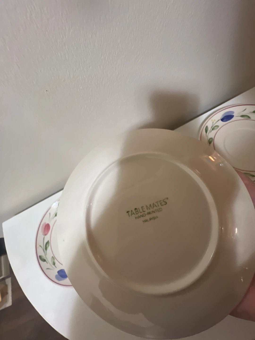 Set of 3 Hand Painted Saucers with Floral Design - photo 2