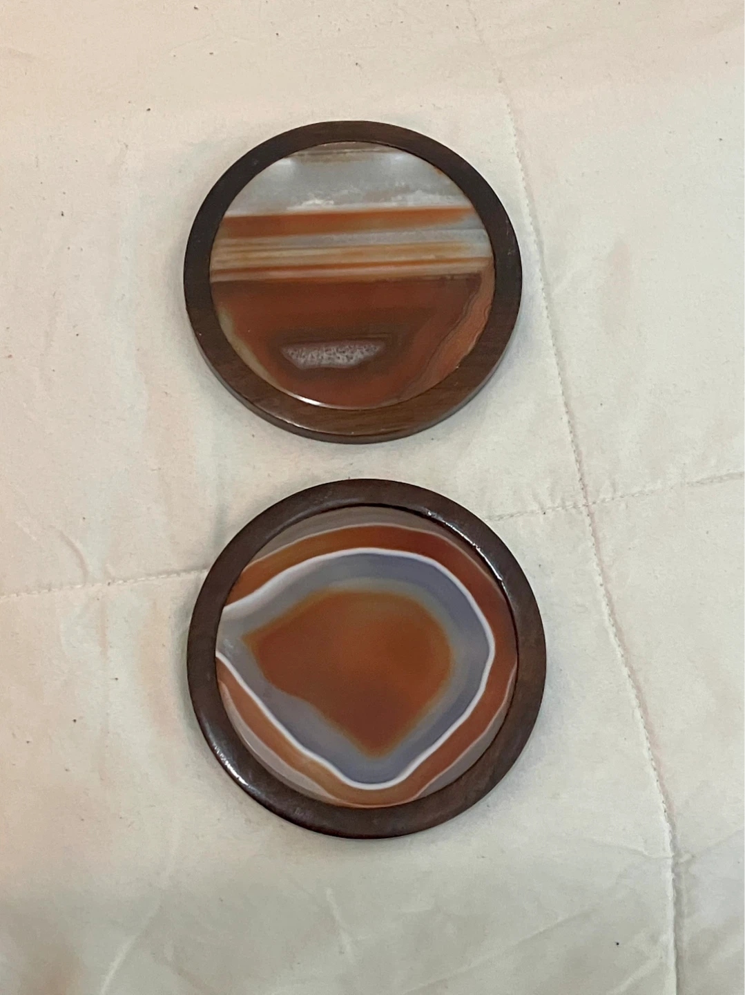 Vintage Brazilian Agate Geode Wood Coasters - Set Of 6 - photo 5