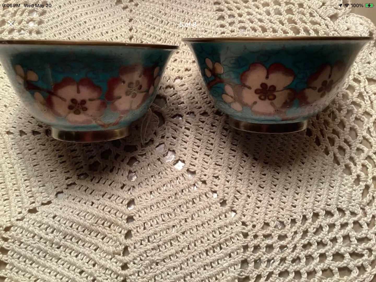 Circa 1900 Chinese Cloisonne Brass & Enamel Rice Cups 🐞 - photo 5