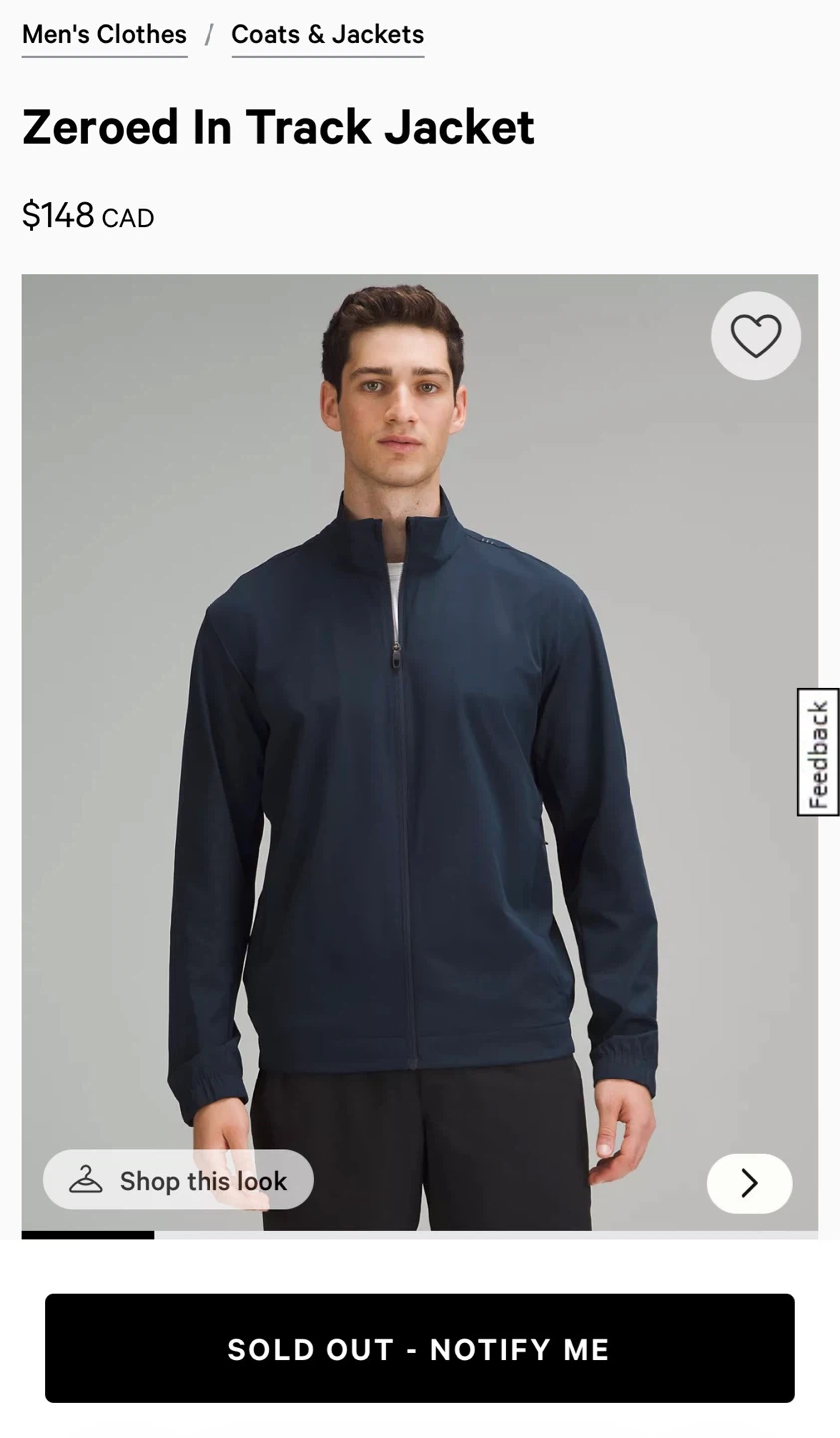 Lululemon Zeroed In Track Jacket - Size M